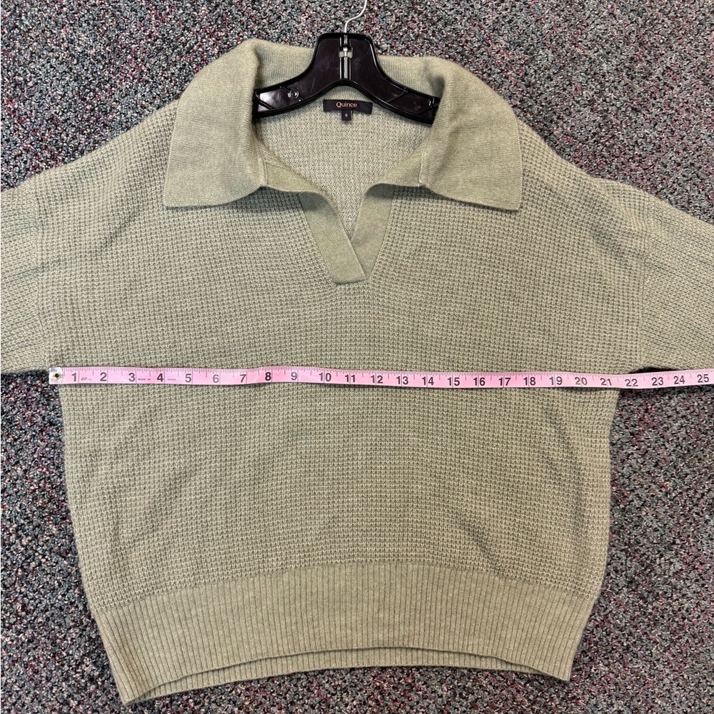 Quince Alpaca-Wool Waffle Knit Sweater-Sage Green Size Small - Picture 6 of 10